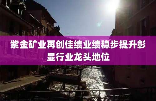 紫金矿业再创佳绩业绩稳步提升彰显行业龙头地位