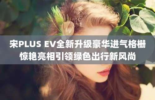 宋PLUS EV全新升级豪华进气格栅惊艳亮相引领绿色出行新风尚