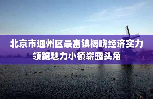 北京市通州区最富镇揭晓经济实力领跑魅力小镇崭露头角
