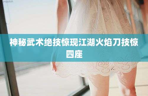 神秘武术绝技惊现江湖火焰刀技惊四座