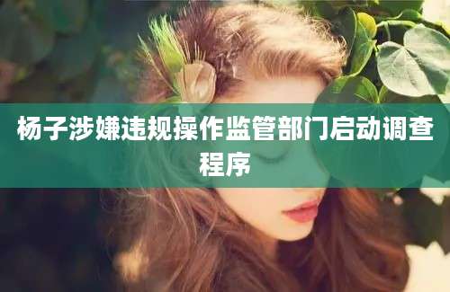 杨子涉嫌违规操作监管部门启动调查程序