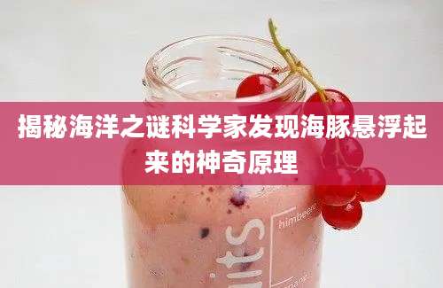 揭秘海洋之谜科学家发现海豚悬浮起来的神奇原理