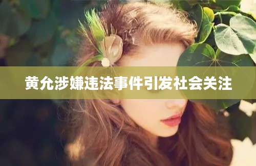黄允涉嫌违法事件引发社会关注